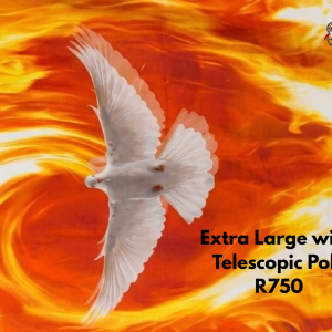 Anointed Prophetic Flags: XLarge Ruach (Holy Spirit) flag with Telescopic Rod